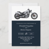 Invitation Moto Rustique moderne Marine Mariage classique (Devant)
