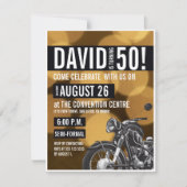 Invitation Moto thème 50e anniversaire fête Gold noir (Devant)