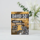 Invitation Moto thème 50e anniversaire fête Gold noir (Debout devant)