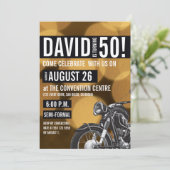 Invitation Moto thème, 50ème anniversaire, Or et noir (Debout devant)