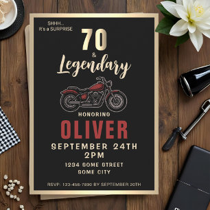 Invitation Moto vintage 70e anniversaire de fête de vélo