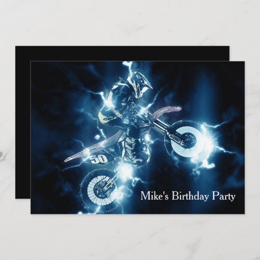 Invitation Motocross customisée (Devant / Derrière)