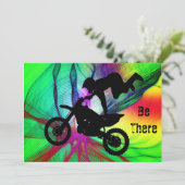 Invitation Motocross dans un web d'araignée psychédélique (Debout devant)