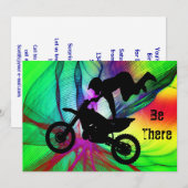 Invitation Motocross dans un web d'araignée psychédélique (Devant / Derrière)