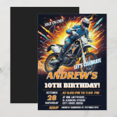 Invitation Motocross Dirt Bike Birthday Biker (Devant / Derrière)