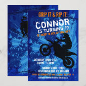 Invitation Motocross Dirt Vélo Race Boys Anniversaire Fête In (Devant / Derrière)