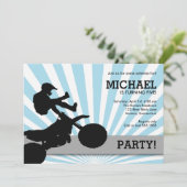 Invitation Motocross Dirtbike, Bleu (Debout devant)