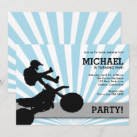 Invitation Motocross Dirtbike, Bleu
