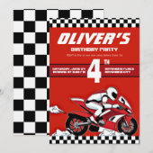 Invitation Motocross motocross course garçon anniversaire (Devant / Derrière)