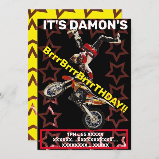 INVITATION MOTOCROSS SUPERCROSS MOTO (Devant / Derrière)