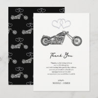 Motocyclette Cœurs noirs et argentés Merci Biker