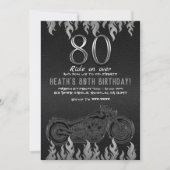 Invitation Motocyclette en cuir noir 80E 80 Anniversaire (Devant)