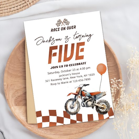 Invitation Motorcycle Dirt Bike 5e fête d'anniversaire