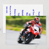 Invitation Motorcycle Red Racer (Devant / Derrière)