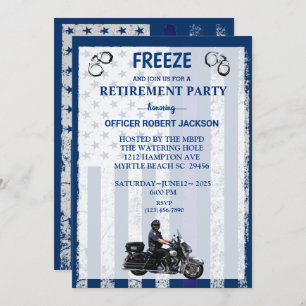 Invitation Motorcycle US Drapeau Police Officier Retraite