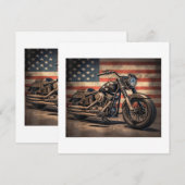 Invitation Motorcycle USA Drapeau Retro Biker (Devant / Derrière)