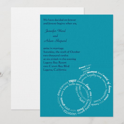 Invitation Mots Mariages (Devant / Derrière)