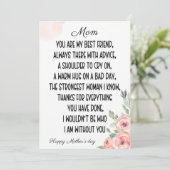 Invitation Mots sentimentaux Pour Maman, Bonne Fête des Mères (Debout devant)