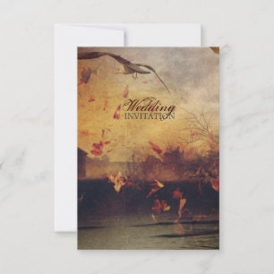 Invitation mouette côtière automne rustique feuilles automne