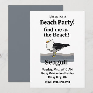 Invitation Mouette Trouvez-Moi À La Plage Fête De Plage Drôle