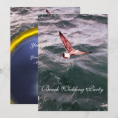 INVITATION MOUETTE VOLANT AU-DESSUS DES VAGUES MARIAGE À LA P (Devant / Derrière)