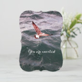 INVITATION MOUETTE VOLANT AU-DESSUS DES VAGUES PLAGE MARIAGE (Debout devant)