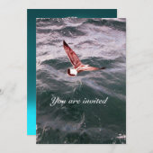 INVITATION MOUETTE VOLANT AU-DESSUS DES VAGUES PLAGE MARIAGE (Devant / Derrière)