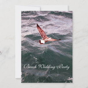 INVITATION MOUETTE VOLANT AU-DESSUS DES VAGUES PLAGE MARIAGE