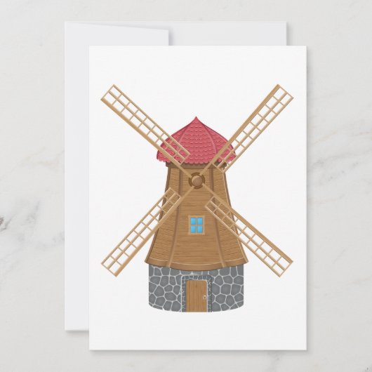 Invitation Moulin à vent en bois traditionnel rustique (Devant)