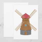 Invitation Moulin à vent en bois traditionnel rustique (Devant / Derrière)