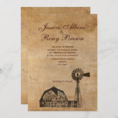 Invitation Moulin à vent en toile Vintage rustique (Devant / Derrière)