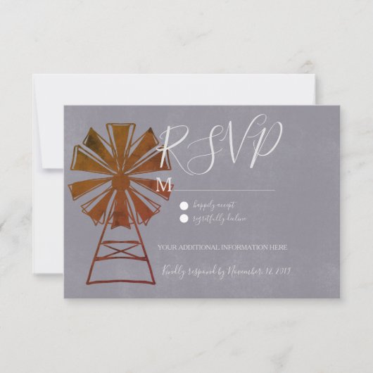 Invitation Moulin à vent rustique moderne en pierre (Devant)