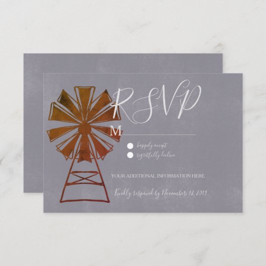 Invitation Moulin à vent rustique moderne en pierre (Devant / Derrière)