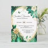 Invitation Moulin vert Quinceañera fleurs papillon florales (Debout devant)