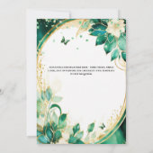 Invitation Moulin vert Quinceañera fleurs papillon florales (Dos)