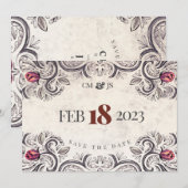 Invitation Mouline Rouge Rose Rustique (Devant / Derrière)