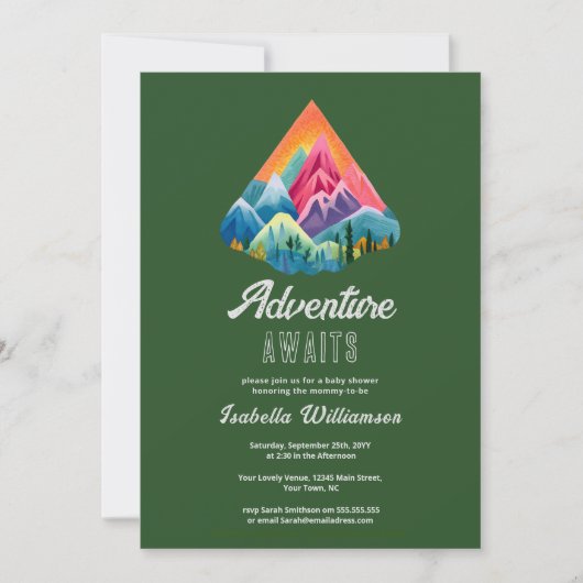 Invitation Mountain Adventure Attend le Baby shower (Devant)