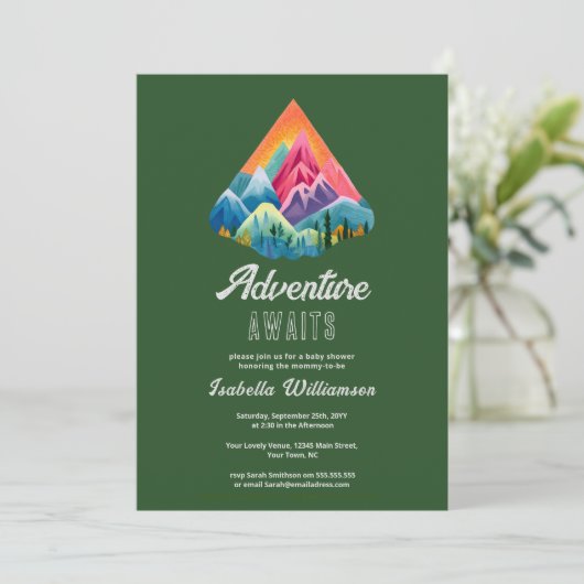 Invitation Mountain Adventure Attend le Baby shower (Debout devant)