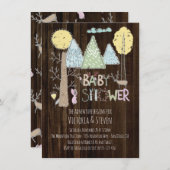 Invitation Mountain Adventure Baby shower aquarelle forêt (Devant / Derrière)