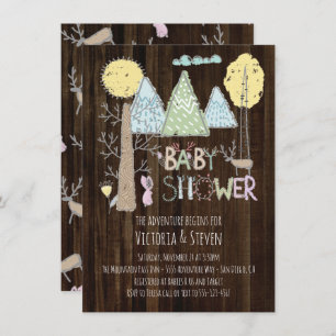 Invitation Mountain Adventure Baby shower aquarelle forêt