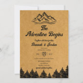 Invitation Mountain Adventure commence Rustic Woodsy Mariage (Devant)