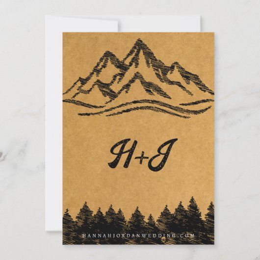 Invitation Mountain Adventure commence Rustic Woodsy Mariage (Dos)