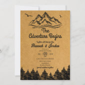 Invitation Mountain Adventure commence Rustic Woodsy Mariage (Devant)