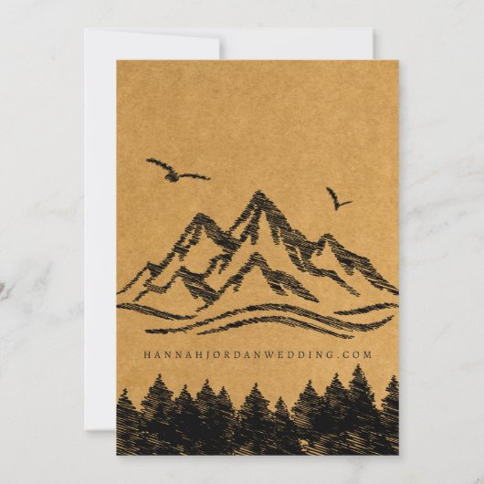 Invitation Mountain Adventure commence Rustic Woodsy Mariage (Dos)