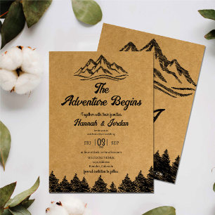 Invitation Mountain Adventure commence Rustic Woodsy Mariage