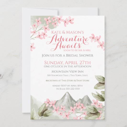 Invitation Mountain Adventure Pink Lilac Fête des mariées (Devant)