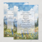 Invitation Mountain Adventure QR Code All In One Baby Shower (Devant / Derrière)