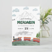 Invitation Mountain Adventure Steam Train Anniversaire (Debout devant)