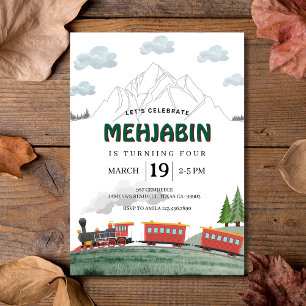 Invitation Mountain Adventure Steam Train Anniversaire