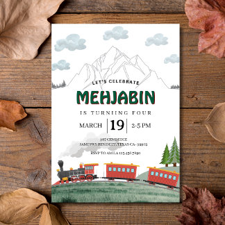 Invitation Mountain Adventure Steam Train Anniversaire